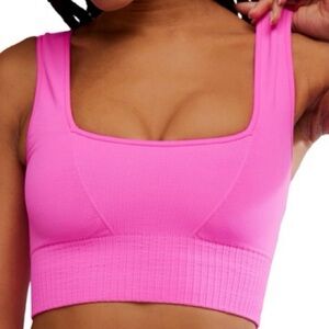 FP movement Pink Ribbed Sports Bra